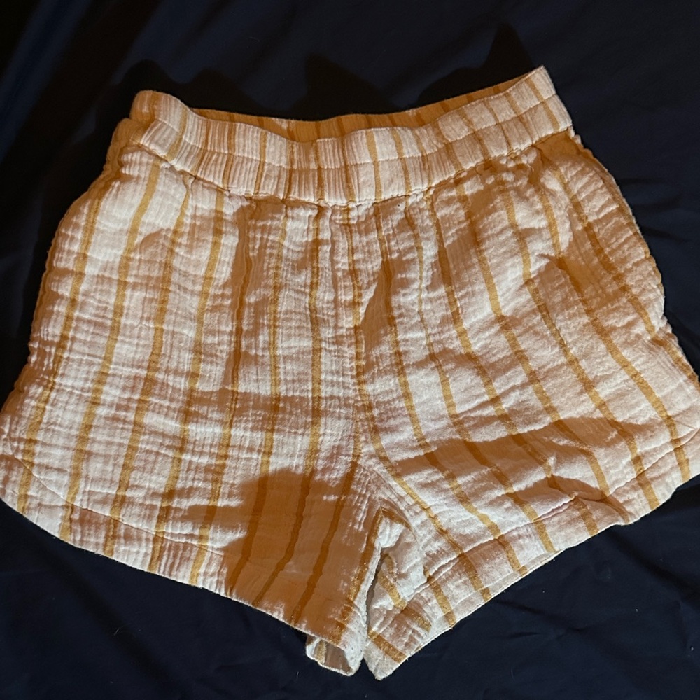 Rip Curl High Waist Striped Cream Shorts